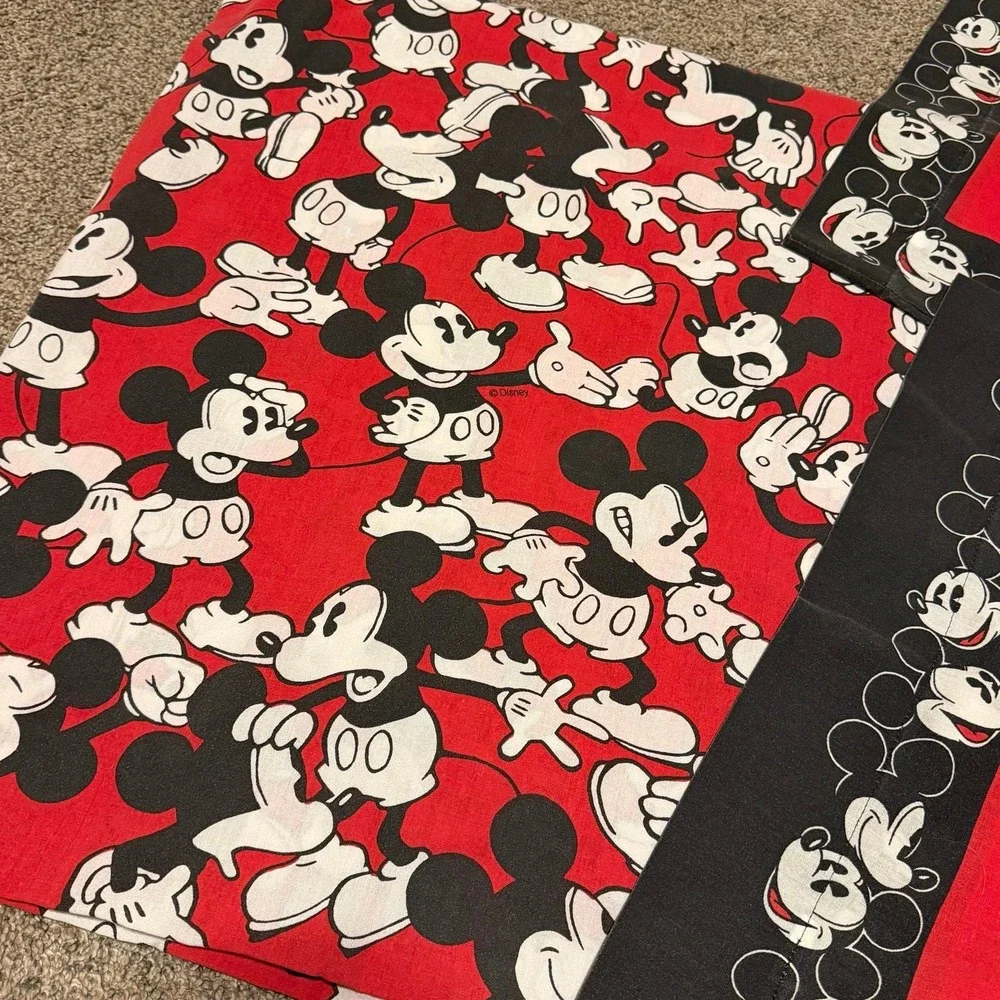 Disney Mickey Mouse Full Sheet Set Vintage Red Black White Character Bedding